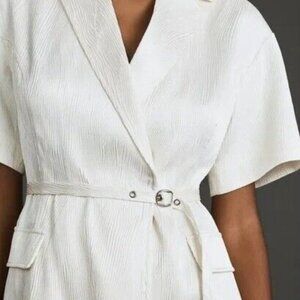 Anthropologie 4SI3NNA Lorenzo Short-sleeve Belted Blazer Dress